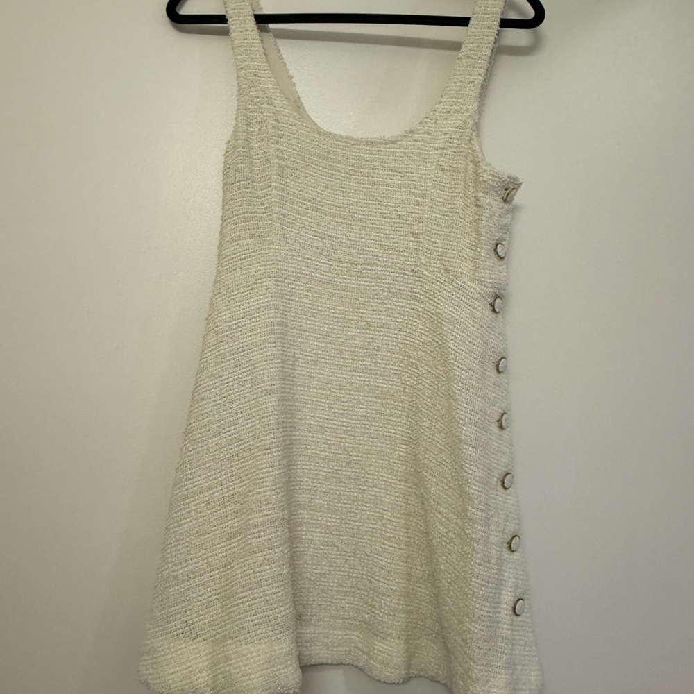 Chic Cream Knit Dress with Button Detail- Zara